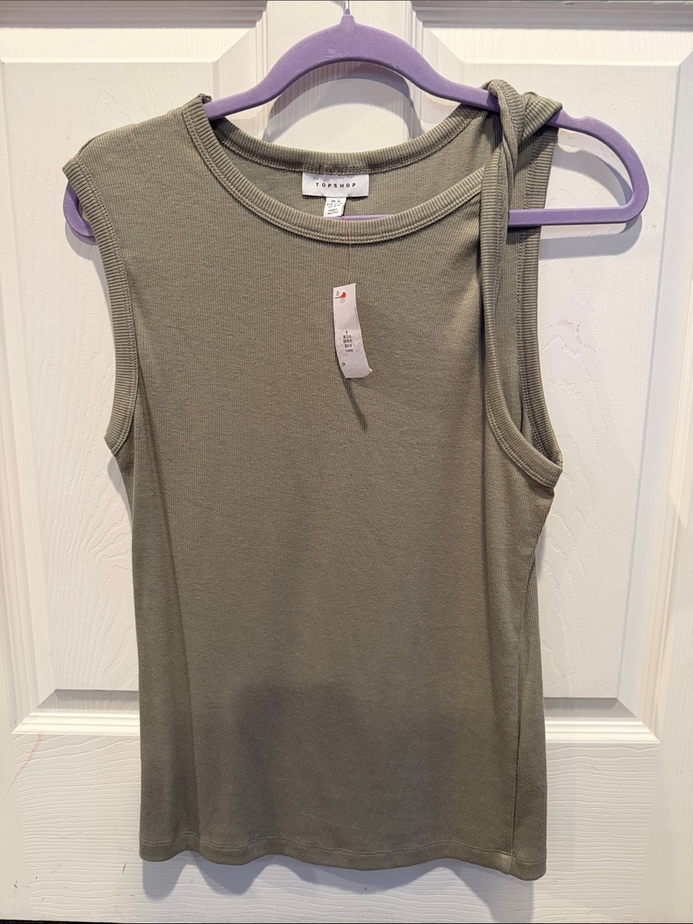 Topshop Sleeveless Ribbed Tank in Sage